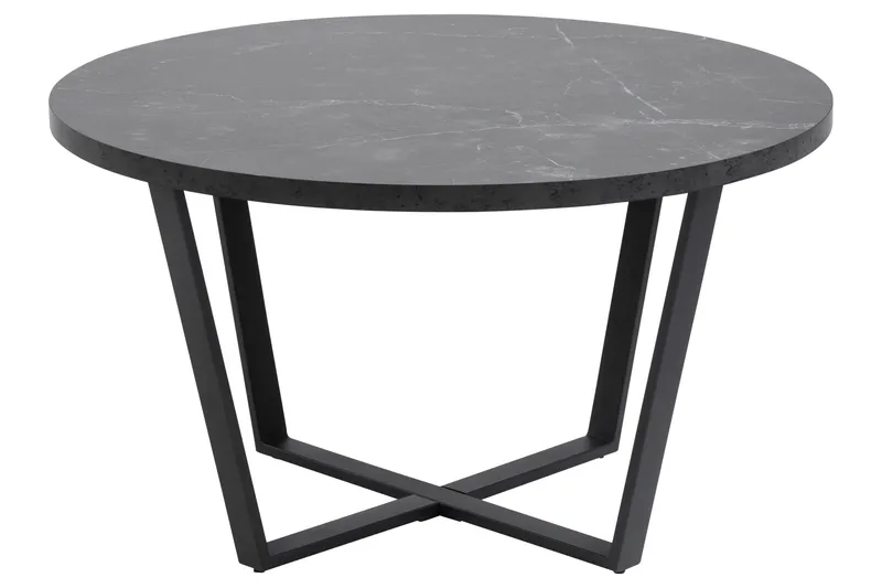 Sansi 77 cm Rundt Sofabord i Tre med Marmormønster - Sort - Møbler - Bord - Marmorbord