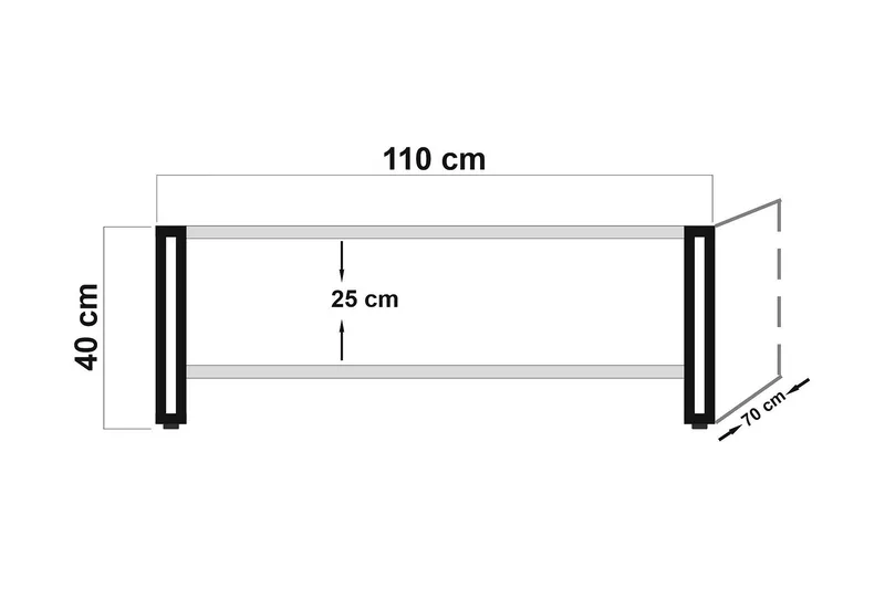 Sapphira Sofabord 110 cm med Oppbevaringshylle - Tre/Svart - Møbler - Bord - Sofabord & salongbord