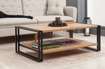 Sapphira Sofabord 110 cm med Oppbevaringshylle - Tre/Svart - Møbler - Bord - Sofabord & salongbord