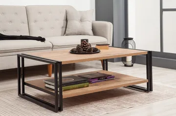 Sapphira Sofabord 110 cm med Oppbevaringshylle - Tre/Svart - Møbler - Bord - Sofabord & salongbord