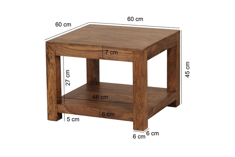 Sarahrose Sofabord 60 cm med Oppbevaringshylle - Massivt Tre - Møbler - Bord - Sofabord & salongbord