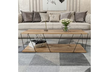 Sarnate Sofabord 120 cm med Oppbevaring Hylle - Natur/Svart - Møbler - Bord - Sofabord & salongbord - Sofabord med oppbevaring