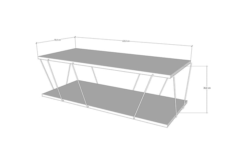 Sarnate Sofabord 120 cm med Oppbevaring Hylle - Natur/Svart - Møbler - Bord - Sofabord & salongbord - Sofabord med oppbevaring