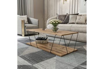 Sarnate Sofabord 120 cm med Oppbevaring Hylle - Natur/Svart - Møbler - Bord - Sofabord & salongbord - Sofabord med oppbevaring