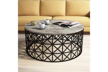 Schammel Sofabord 90 cm Rundt Marmormønster - Hvit/Svart - Møbler - Bord - Sofabord & salongbord