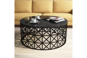 Schammel Sofabord 90 cm Rundt Marmormønster - Svart - Møbler - Bord - Sofabord & salongbord