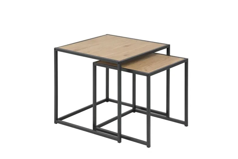 Seaford Kvadratisk Settbord 50 cm i Tre med Metallstativ - Trefarget - Møbler - Bord - Sofabord & salongbord