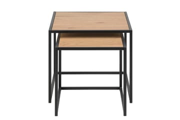 Seaford Kvadratisk Settbord 50 cm i Tre med Metallstativ - Trefarget - Møbler - Bord - Sofabord & salongbord