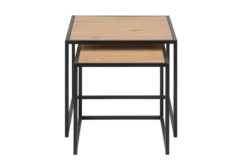 Seaford Kvadratisk Settbord 50 cm i Tre med Metallstativ - Trefarget - Møbler - Bord - Sofabord & salongbord