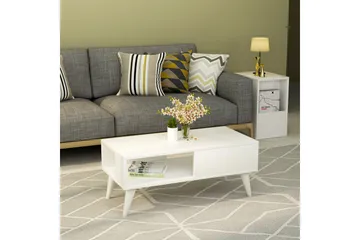 Sebseda Sofabord 90x40x90 cm - Hvit - Møbler - Bord - Sofabord & salongbord - Sofabord med oppbevaring