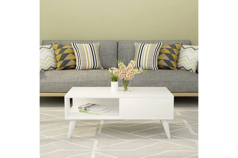 Sebseda Sofabord 90x40x90 cm - Hvit - Møbler - Bord - Sofabord & salongbord - Sofabord med oppbevaring