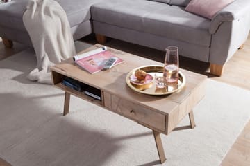 Sekuterski Sofabord 95 cm med Oppbevaring Skuff + Hylle - Massivt Tre - Møbler - Bord - Sofabord & salongbord - Sofabord med oppbevaring