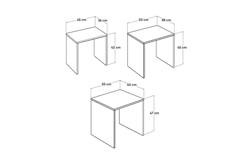 Settbord 55 cm - Hvit - Sofabord & salongbord - Settbord