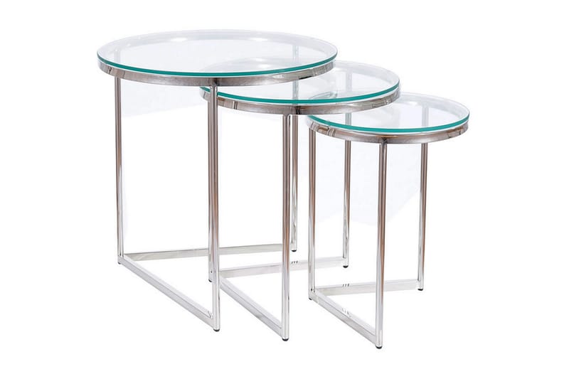 Settbord Akrodie Runt - Transparent Glass/Sølv - Sofabord & salongbord - Settbord