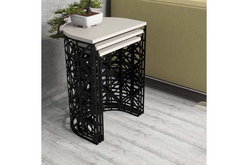 Settbord Amtorp 46 cm Halvcirkel 3 Bord - Hvit/Svart - Møbler - Bord - Sofabord & salongbord