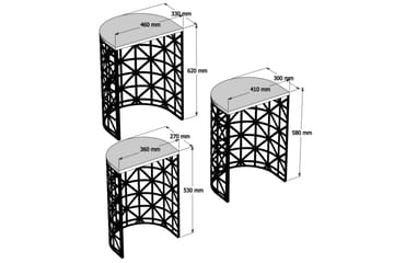 Settbord Amtorp 46 cm Halvcirkel 3 Bord - Hvit/Svart - Møbler - Bord - Sofabord & salongbord