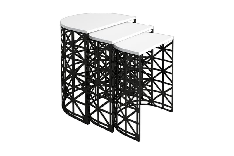 Settbord Amtorp 46 cm Halvsirkel 3 Bord - Hvit/Svart - Sofabord & salongbord - Settbord