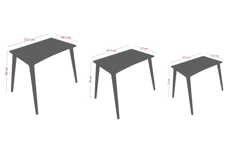 Settbord Barnvik - Grå - Sofabord & salongbord - Settbord