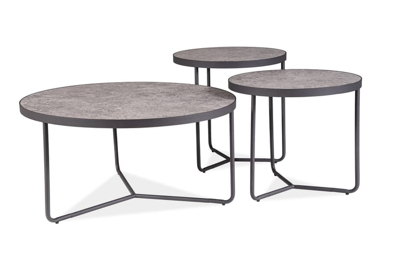 Settbord Bogolese Rundt - Grå/Svart - Sofabord & salongbord - Settbord