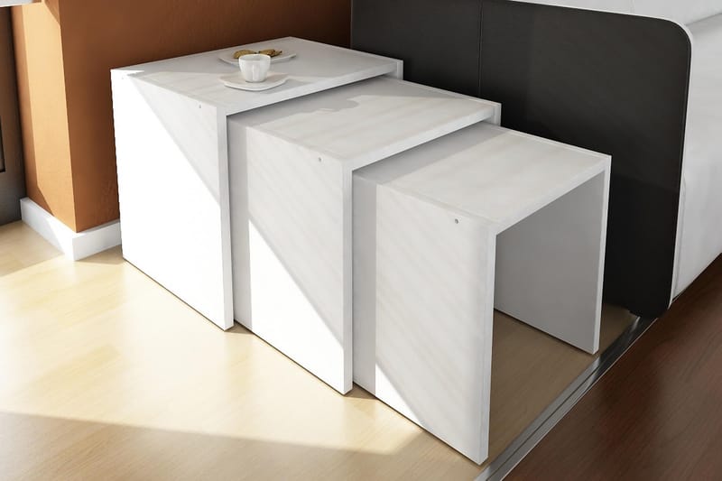 Settbord Chaya 44 cm 3 Bord - Hvit - Møbler - Bord - Sofabord & salongbord