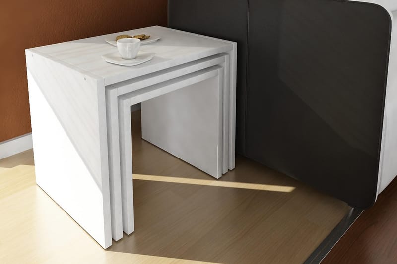 Settbord Chaya 44 cm 3 Bord - Hvit - Møbler - Bord - Sofabord & salongbord