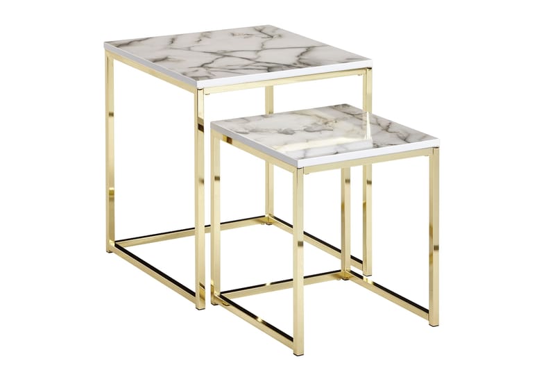 Settbord Clanton 45 cm - Hvit/Grå/Guld - Marmorbord - Sofabord & salongbord - Settbord