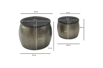 Settbord Clanton 55 cm Rundt Bord - Sølv/Svart - Møbler - Bord - Sofabord & salongbord