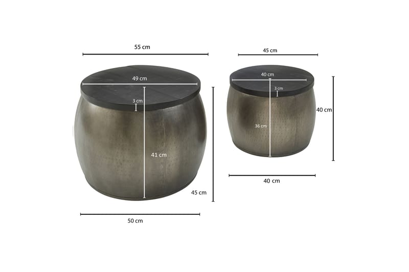 Settbord Clanton 55 cm Rundt Bord - Sølv/Svart - Møbler - Bord - Sofabord & salongbord