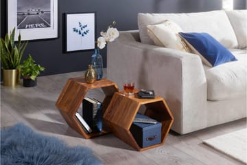 Settbord Desbien 46 cm 2 Bord - Massivt Tre/Brun - Møbler - Bord - Sofabord & salongbord