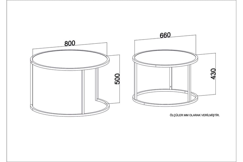 Settbord Dumö 80 cm Rundt 2 Bord - Lysebrun/Svart - Sofabord & salongbord - Settbord