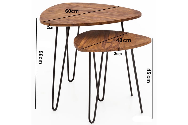 Settbord Graceanna 2-pk 60 cm - Brun - Møbler - Bord - Sofabord & salongbord