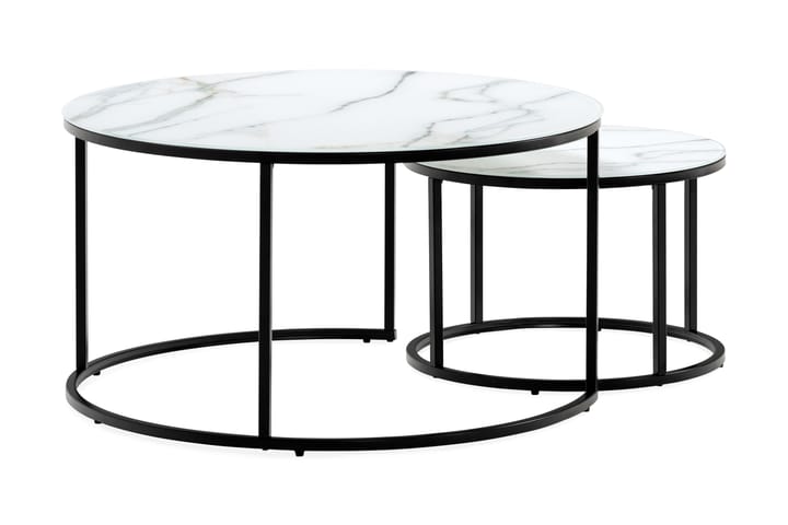 Settbord Grasp Marmorglass - Svart|Hvit - Settbord - Sofabord & salongbord