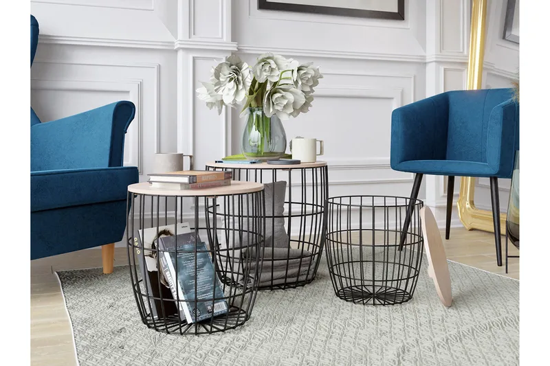 Settbord HOWIG - Svart|Natur - Møbler - Bord - Sofabord & salongbord