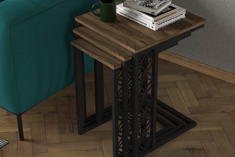 Settbord Jospeh 43 cm 3 Bord - Valnøttsbrun - Sofabord & salongbord - Settbord