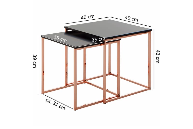 Settbord Khamsouk 2-pk 48 cm - Kobber - Sofabord & salongbord - Settbord