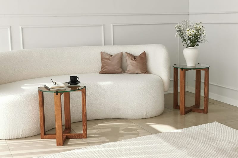 Settbord Lonaste 50x40x50 cm Rundt - Brun - Sofabord & salongbord - Settbord
