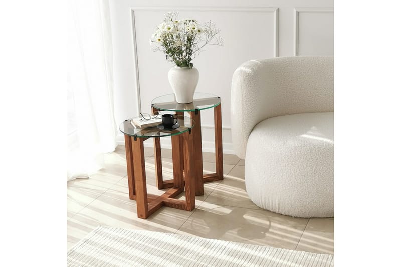 Settbord Lonaste 50x40x50 cm Rundt - Brun - Sofabord & salongbord - Settbord