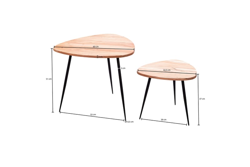 Settbord Marquavius 2-pk 60 cm - Brun - Møbler - Bord - Sofabord & salongbord