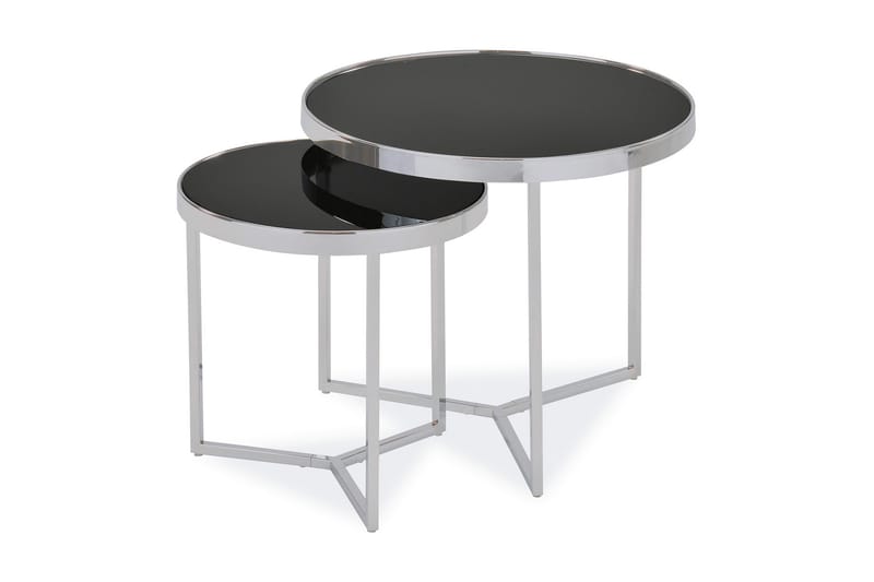 Settbord Metogi Rundt - glass/Sølv - Sofabord & salongbord - Settbord