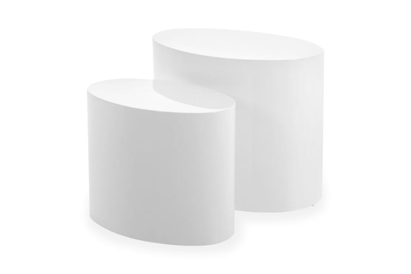Settbord Mice 48 cm Rundt 2 Bord - Hvit Høyglans - Settbord - Sofabord & salongbord