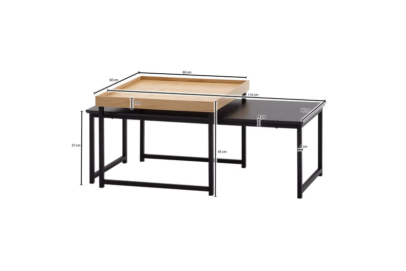 Settbord Rachid 110 cm Firkantet - Natur - Møbler - Bord - Sofabord & salongbord
