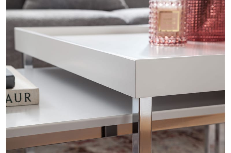 Settbord Rachid 110 cm Fyrkantig - Hvit - Sofabord & salongbord - Settbord