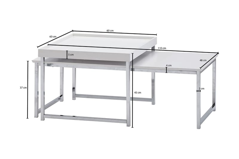 Settbord Rachid 110 cm Fyrkantig - Hvit - Sofabord & salongbord - Settbord