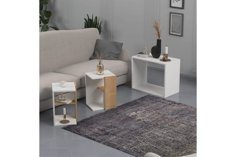 Settbord Solai 62x49x62 cm - Hvit - Sofabord & salongbord - Settbord