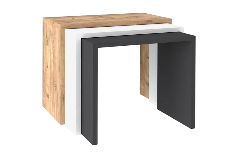 Settbord  Southeast 3-pk 50 cm - Valnøtt|Hvit|Grå - Sofabord & salongbord - Settbord