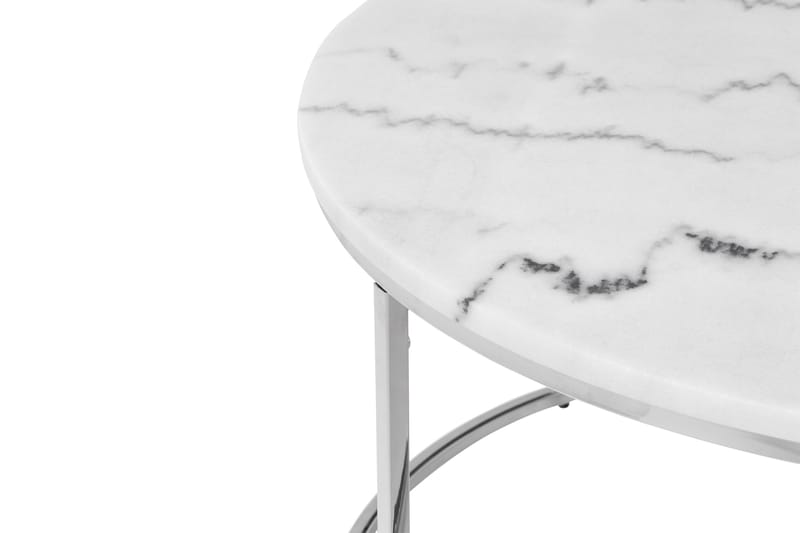Settbord Titania Rundt Marmor - Hvit/Krom - Marmorbord - Sofabord & salongbord - Settbord