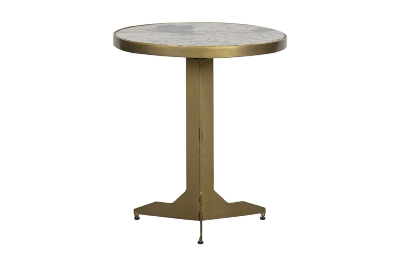 Sofabord Sharloq 45 cm Rundt Marmor - Messing - Sofabord & salongbord - Marmorbord