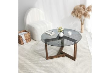 Sibas Sofabord 75 cm Rundt - Smoky / Teak - Møbler - Bord - Sofabord & salongbord