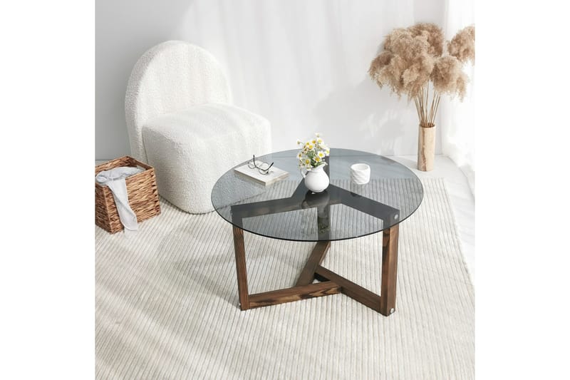 Sibas Sofabord 75 cm Rundt - Smoky / Teak - Møbler - Bord - Sofabord & salongbord