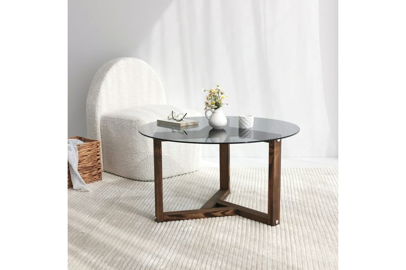Sibas Sofabord 75 cm Rundt - Smoky / Teak - Møbler - Bord - Sofabord & salongbord